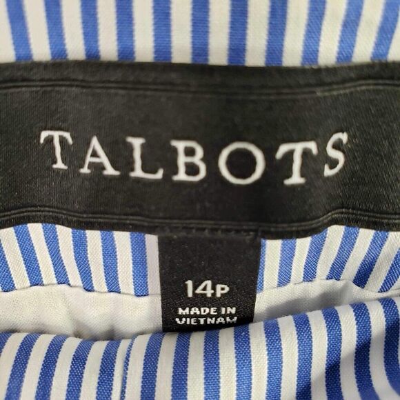 Talbots Crop Pants Womens Size 14 P Petite Seersucker Blue White Stripe Cotton - Picture 4 of 9